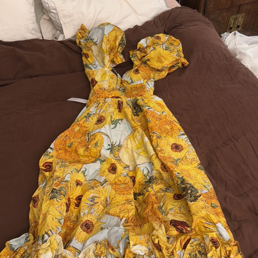 SOLD NWT SELKIE Sunflowers Cotton Ritz Gown - Picture 7 of 13